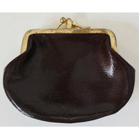 VINTAGE *NEW* 1960's Brown with Brass Clasp 2 Section Change Purse