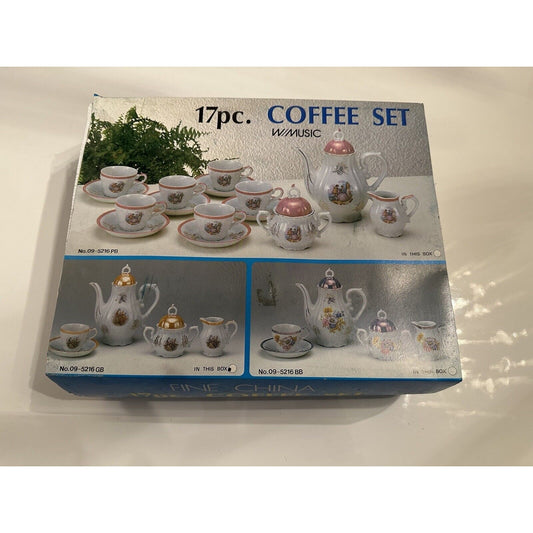 VINTAGE *NEW* Fine China 17Pc. Hand Painted Gold Musical Coffee/Tea Set