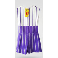 VINTAGE *NEW* 1960's Purple/White Stripe Waist Tie Romper Size 10 Made in Japan