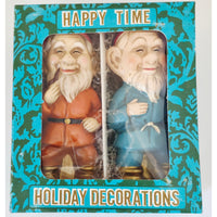 VINTAGE *NEW* 1960's Commadore Happy Time Set of 2 Smiling Holiday Elf Figurines
