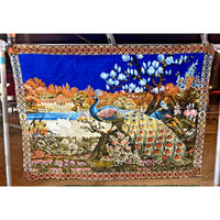 VINTAGE *PRISTINE* 1960's Royal Peacock Labonese Velvet Tapestry