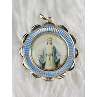 VINTAGE *NEW* 1950's Our Lady of Grace Miraculous Metal Pendant 1.5" Germany