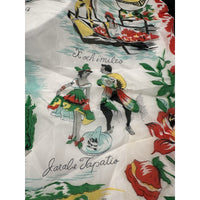 VINTAGE "NEW" 1950's "Juarez" Hand-Rolled Silk Rayon Scarf 31" x 31" - Black