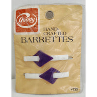 VINTAGE *NEW* 1982 Goody #733 White & Blue Hand Crafted Barrettes Set of 2 USA