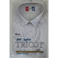 VINTAGE *NEW* 1960's Men's Lt Blue Collared Shirt 100% Nylon TRICOT Size 15-33