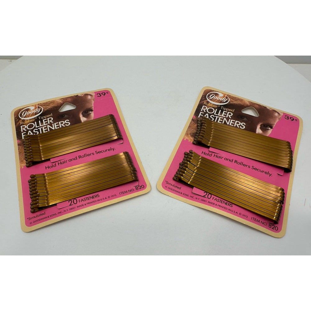 VINTAGE *NEW* 1973 Goody 820 20-Ball Tip RollerFastener/Bobby Pins Brown