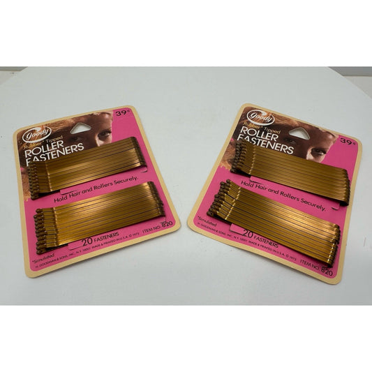 VINTAGE *NEW* 1973 Goody 820 20-Ball Tip RollerFastener/Bobby Pins Brown