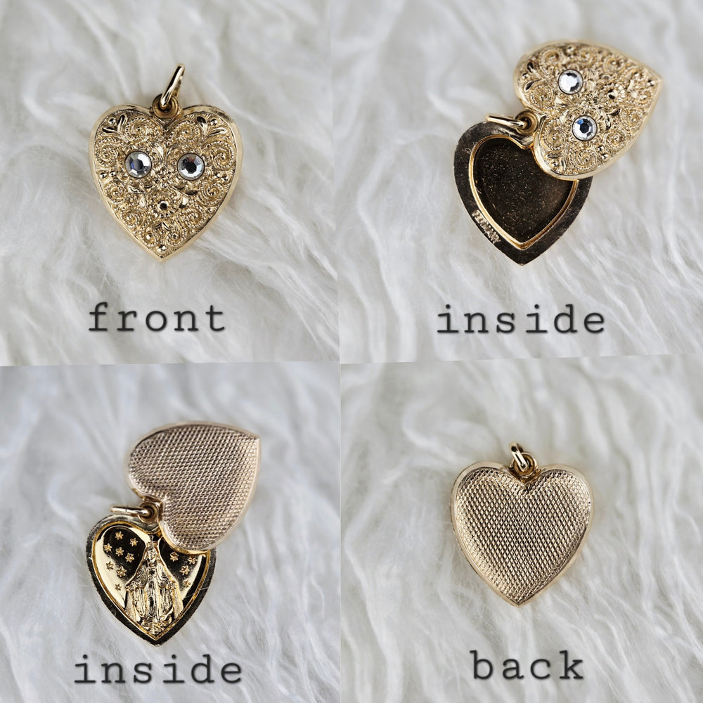 VINTAGE *NEW* 1950's Gold-Toned Heart Shaped Locket 1"