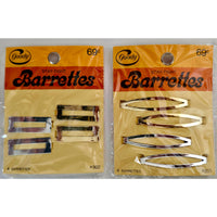 VINTAGE *NEW* 1975 Goody Silver and Gold Stay-Tight Barrettes #903 Set of 8 USA