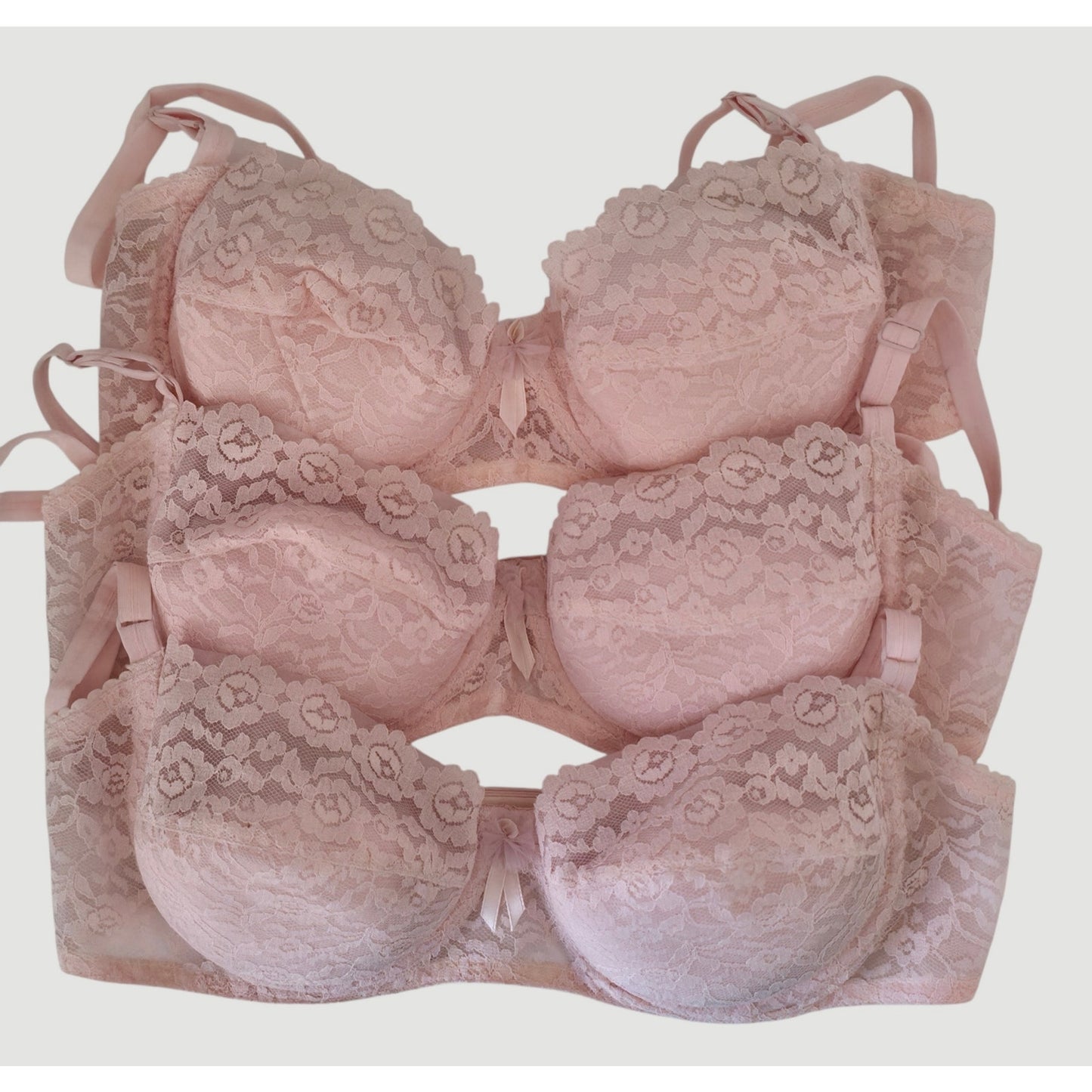 VINTAGE *NEW* 1960's Women's Pink Lace Push-Up Bra Size 36B Lot of 3