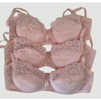 VINTAGE *NEW* 1960's Women's Pink Lace Push-Up Bra Size 36B Lot of 3
