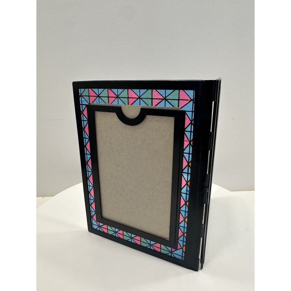 VINTAGE *NEW* 1960's Stained Glass Rememberance Folding Picture Frame