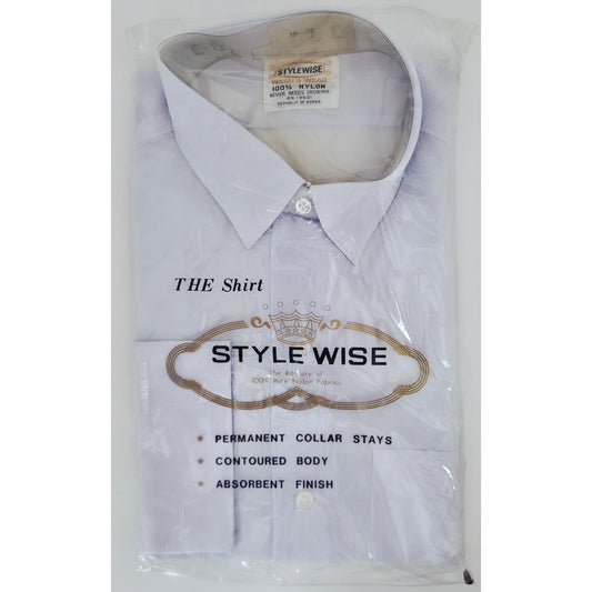 VINTAGE *NEW* 1960's STYLEWISE Light Blue Men's Shirt 100% Nylon Size 16-33