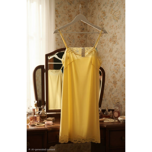 VINTAGE *NEW* 1960's Kayser Women's Yellow w/Lace Chemise | Slip | Top Size 30