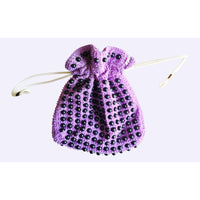 VINTAGE *NEW* 1960's Purple and Black Beaded Cinch Purse