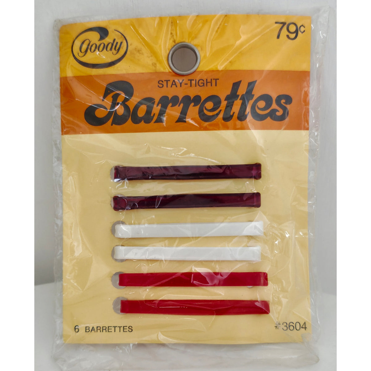 VINTAGE *NEW* 1975 Goody #3604 2.5" Small Stay-Tight Barrettes Set of 6 USA