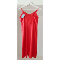 VINTAGE *NEW* 1960's Kayser Women's Red with Scalloped Trim Slip Dress Size 38