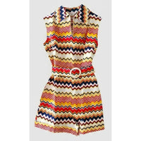 VINTAGE *NEW* 1960's Chevron Print Romper with Belt Size 14 Japan