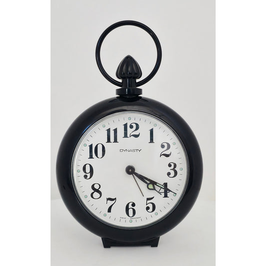 VINTAGE *NEW* 1970's Dynasty 7" Keywound Metal Alarm Clock - Black