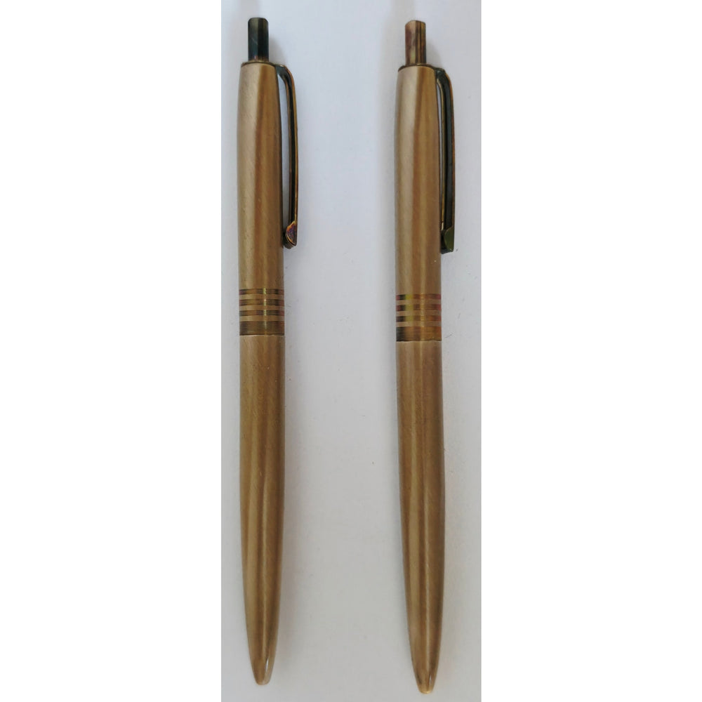 VINTAGE *NEW* 1970's Stratford Metal Pens Bronze w/Stripes in Original Box Set 2