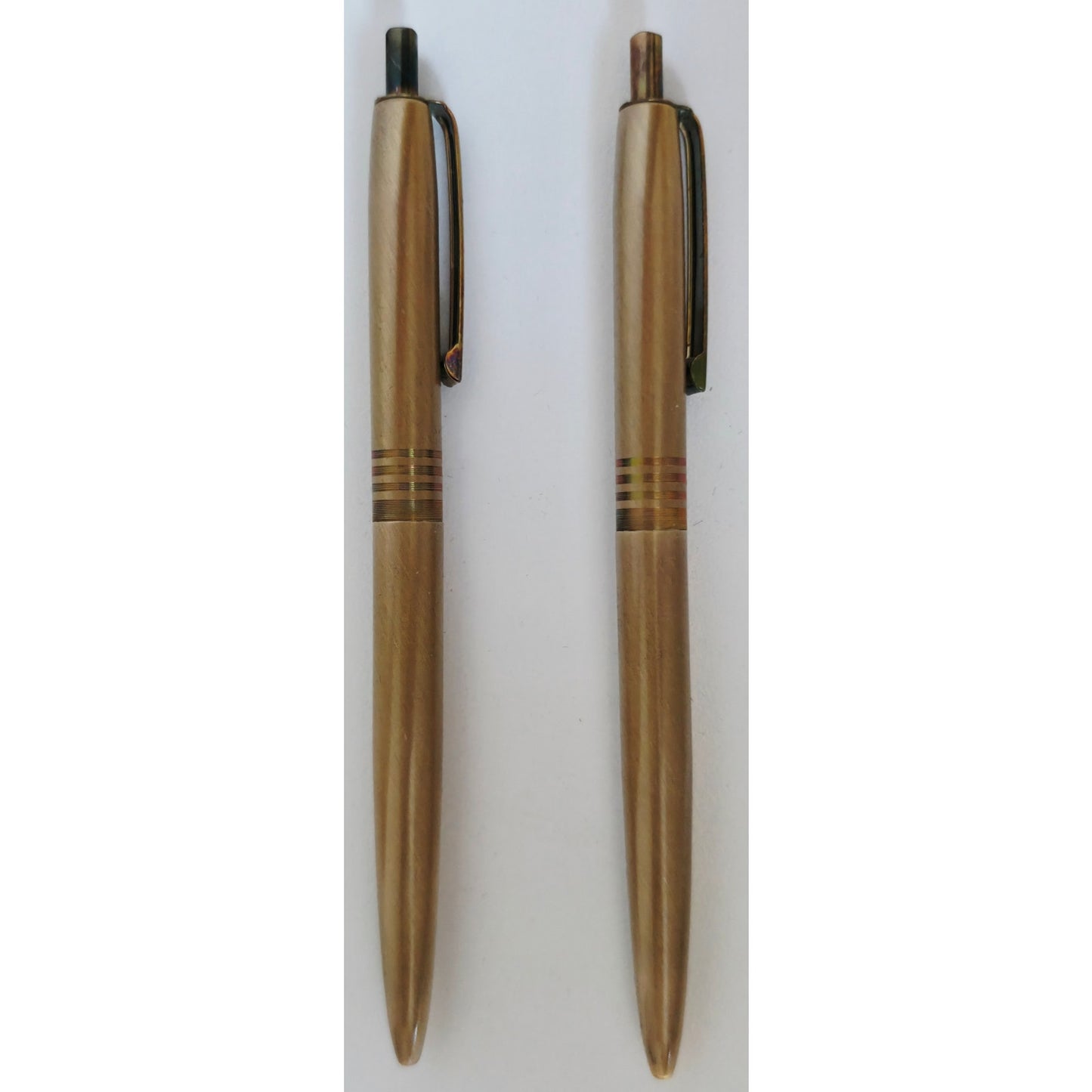 VINTAGE *NEW* 1970's Stratford Metal Pens Bronze w/Stripes in Original Box Set 2