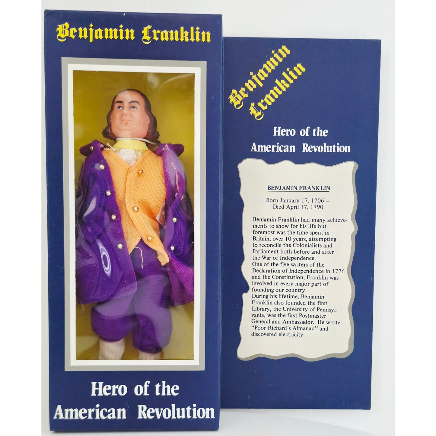 VINTAGE *NEW* 1970's Benjamin Franklin Hero of the American Revolution Doll Figure