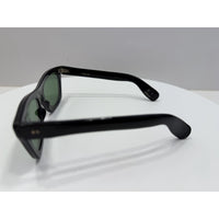 VINTAGE *NEW* 1960's Glam Unisex Sunglasses Black Frame/Green Lens ITALY