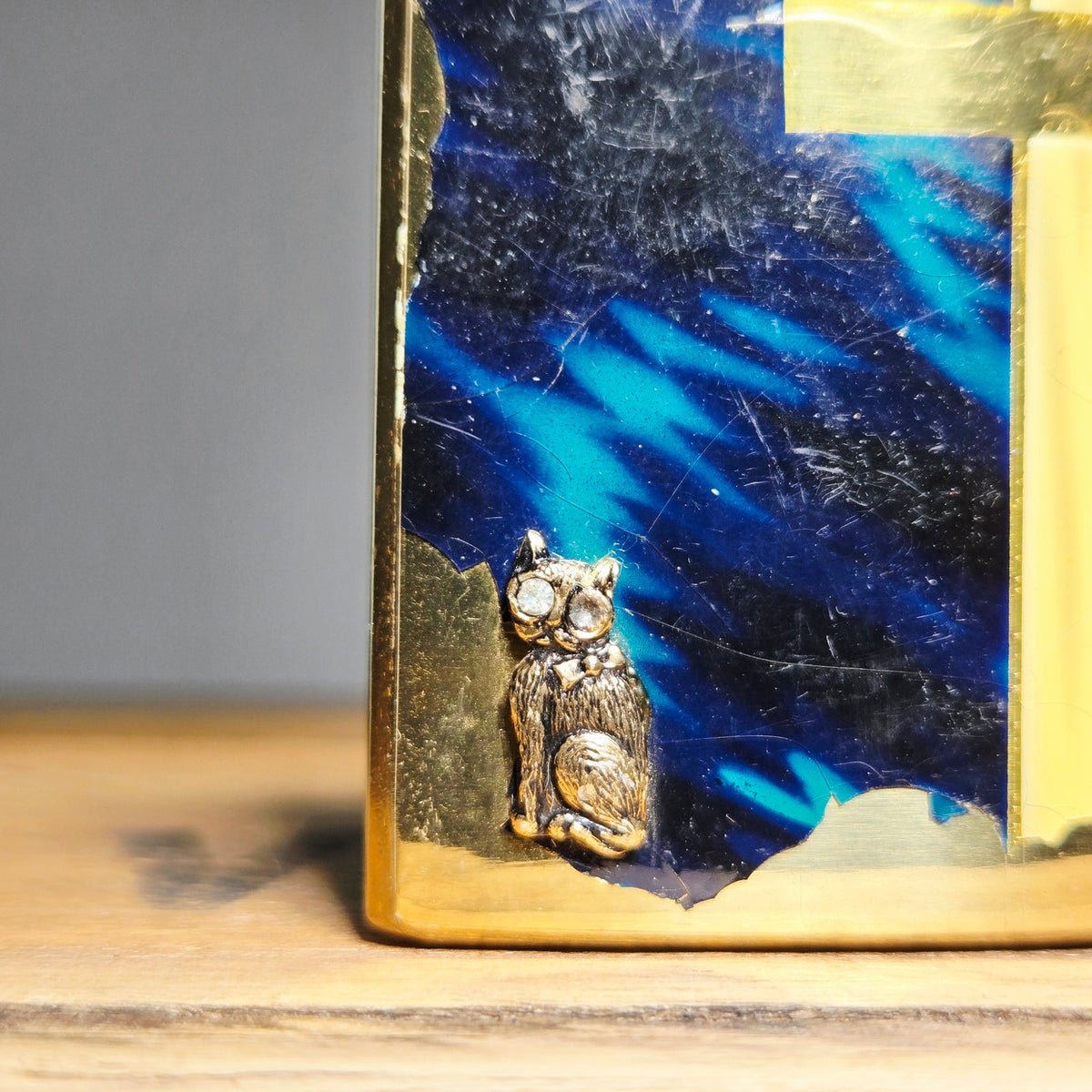VINTAGE *NEW* 1960's Ron Imperial Blue Kitty Cat Lighter Japan