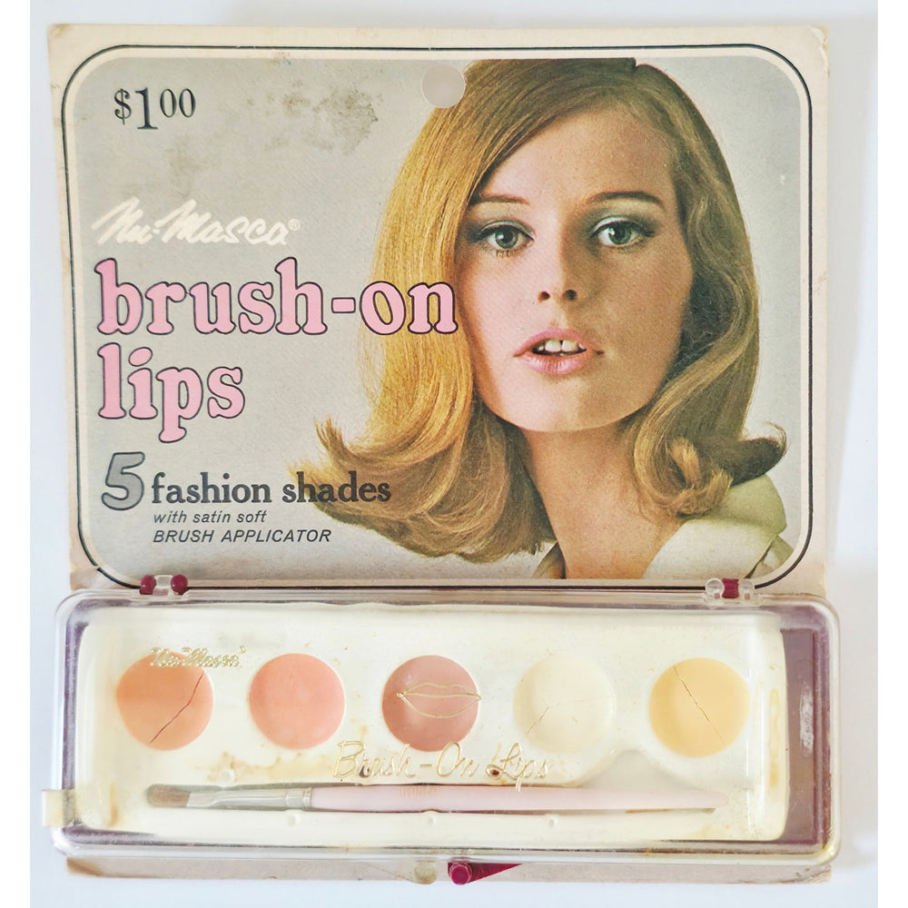 VINTAGE *NEW* 1970's Nu-Masca Brush-On Lips 5 Shades w/Applicator #400 Set of 4
