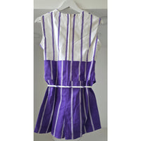 VINTAGE *NEW* 1960's Purple/White Stripe Waist Tie Romper Size 16 Made in Japan