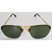VINTAGE *NEW* 1970's Green Lens with Gold/Tortoise Brown Arm Sunglasses