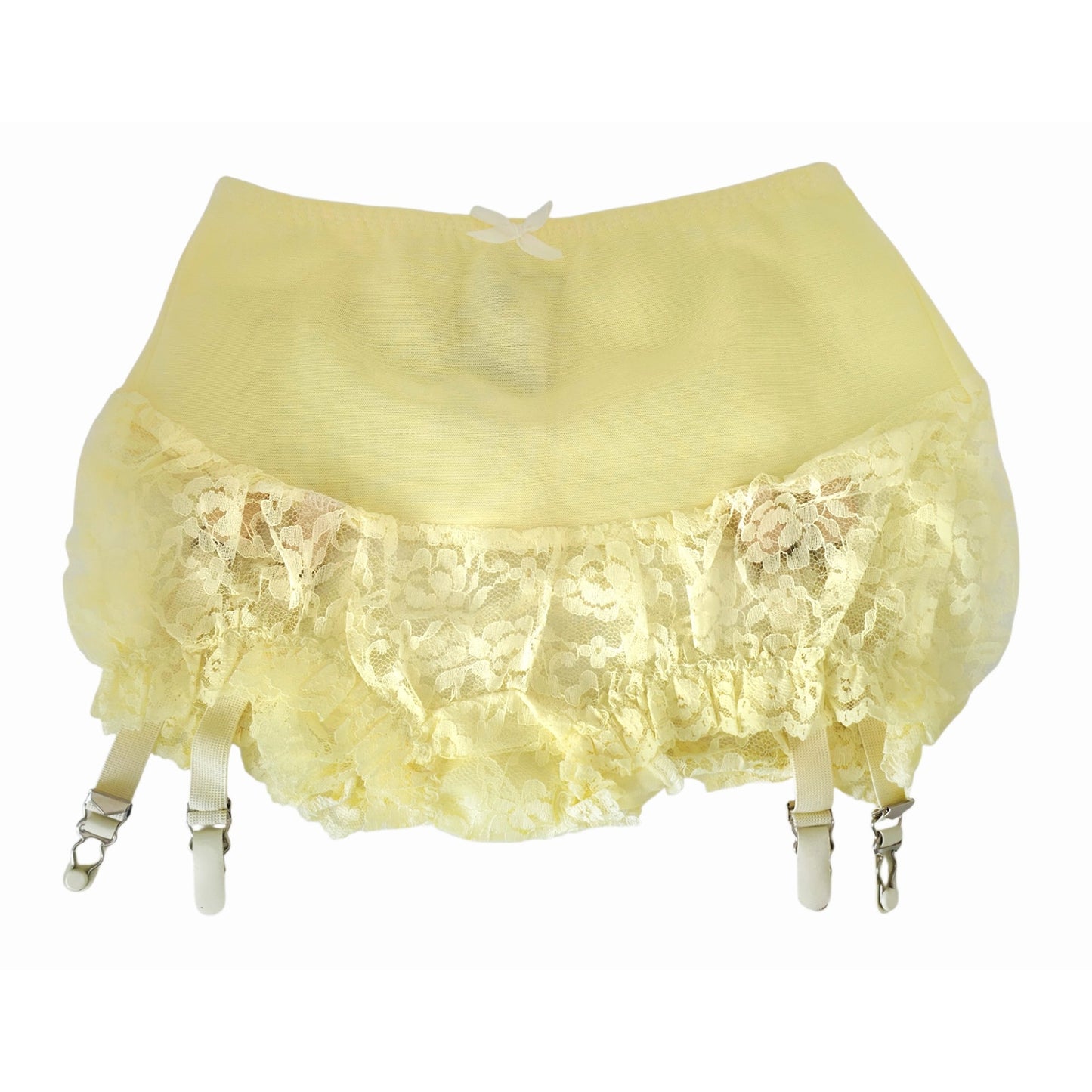 VINTAGE *NEW* 1950's Women's Yellow w/Lace Girdle Garter Size L