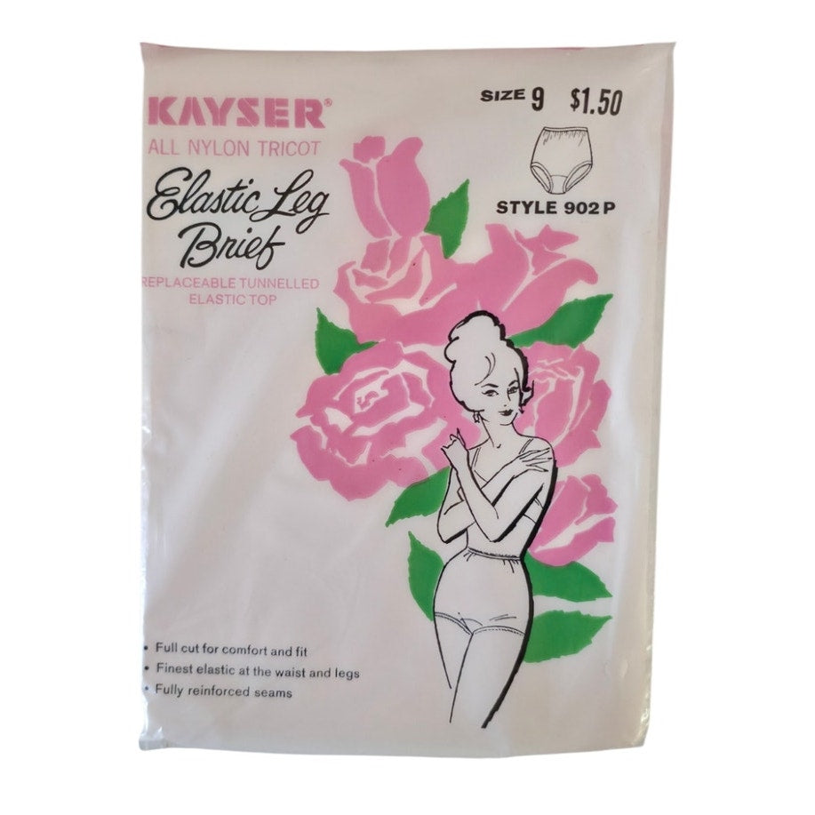 VINTAGE *NEW* 1960's Kayser Women's Light Pink Elastic Leg Briefs Size L-XL
