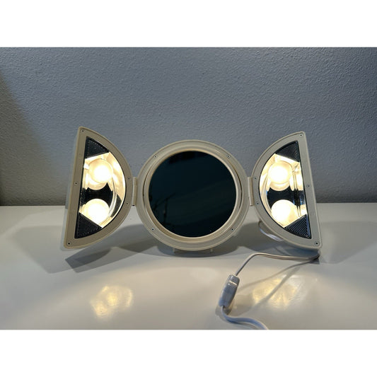 VINTAGE *NEW 1960's Swing Light Mini Hat Box Makeup Mirror Flip Side Magnifying