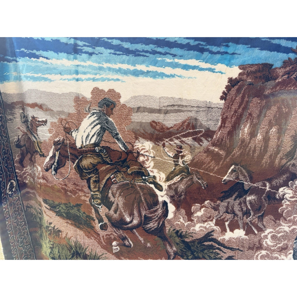 VINTAGE *PRISTINE* 1960's Wild Wild West Lebanese Velvet Tapestry