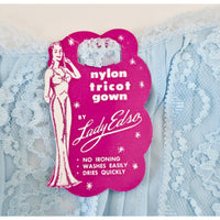 VINTAGE *NEW* 1960's Women's Light Blue Nightgown w/Lace Trim 100% Nylon Size 44