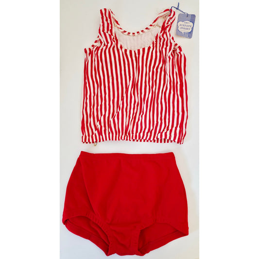 VINTAGE *NEW* 1950's Kids Red & White Swimsuit | Bathing Suit Size 12 USA