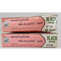 VINTAGE *NEW* 1970's Maidenform P7136 Tricolastic Lace Stretch Black Bra 38 B Set of 2