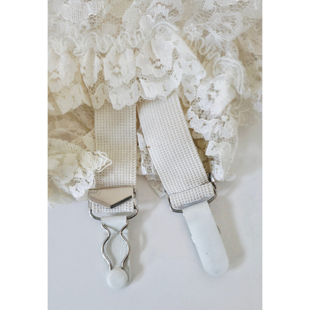 VINTAGE *NEW* 1950's Women's White w/Lace Girdle Garter Size L