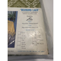 VINTAGE *NEW* 1950's Elrene Scalloped Tablecloth 52"x52" Green Diamond Lace USA