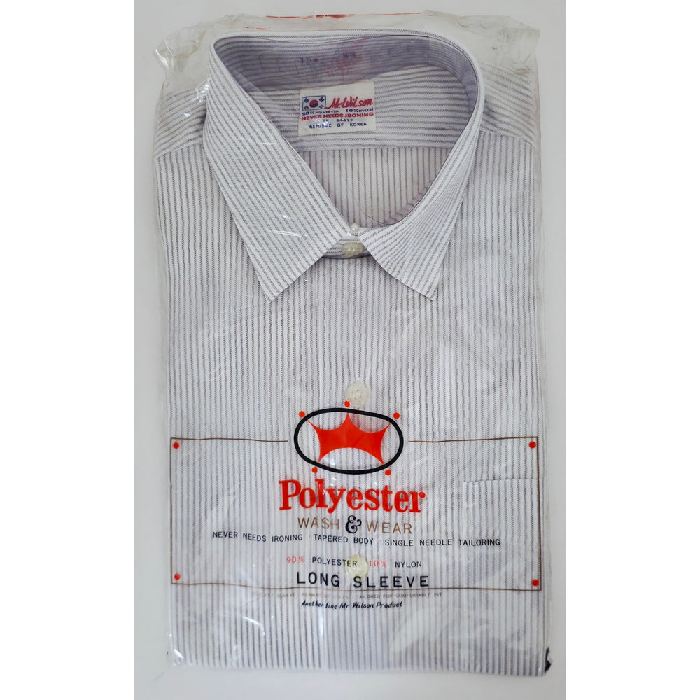 VINTAGE *NEW* Mr. Wilson Men's Striped Shirt 100% Never Iron Size 15.5-33