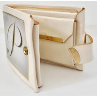 VINTAGE *PRISTINE* 1970's Cream with "P" Initial Bi-Fold Coin, Photo and Cash Wallet