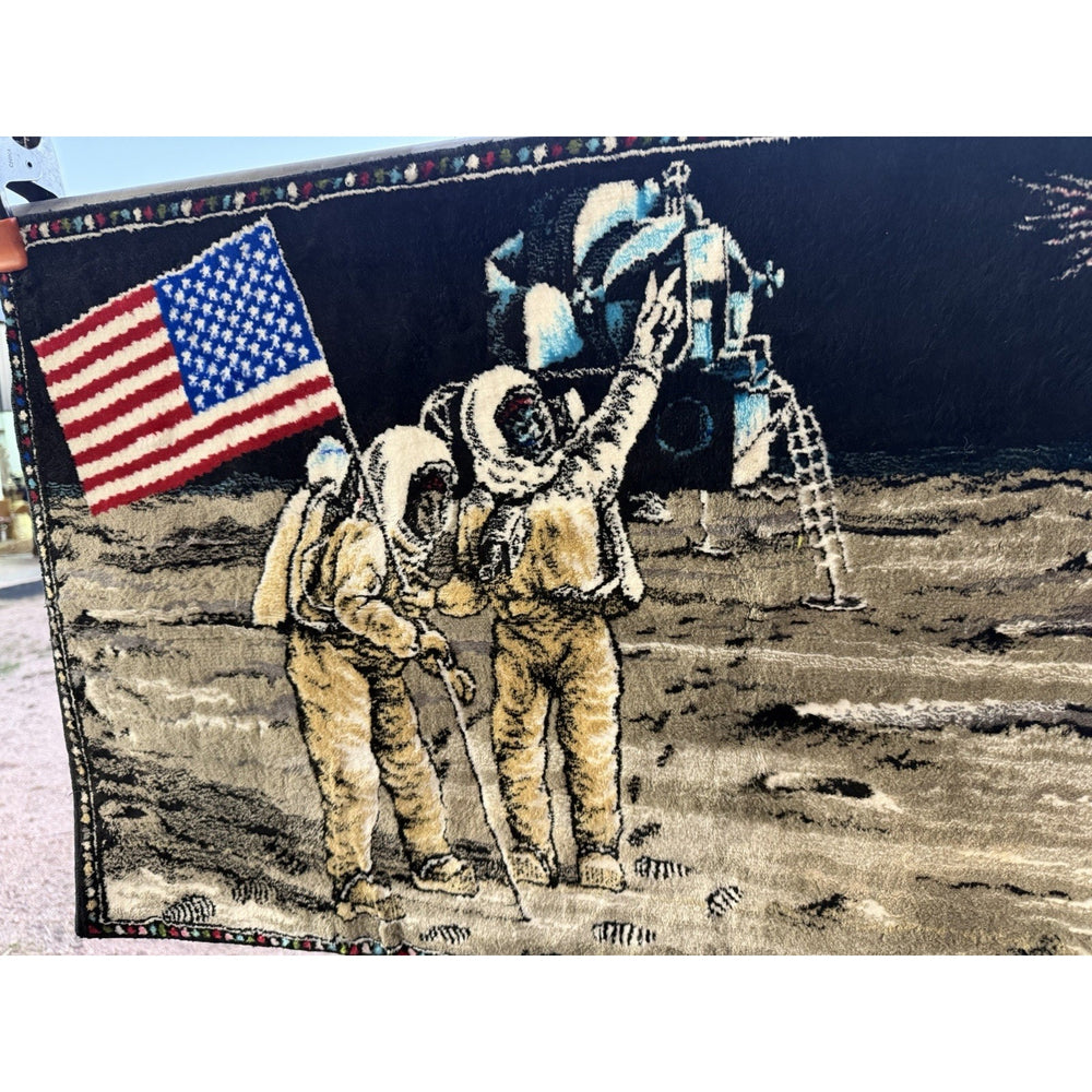 VINTAGE *PRISTINE* 1960's Landing On The Moon Velvet Tapestry