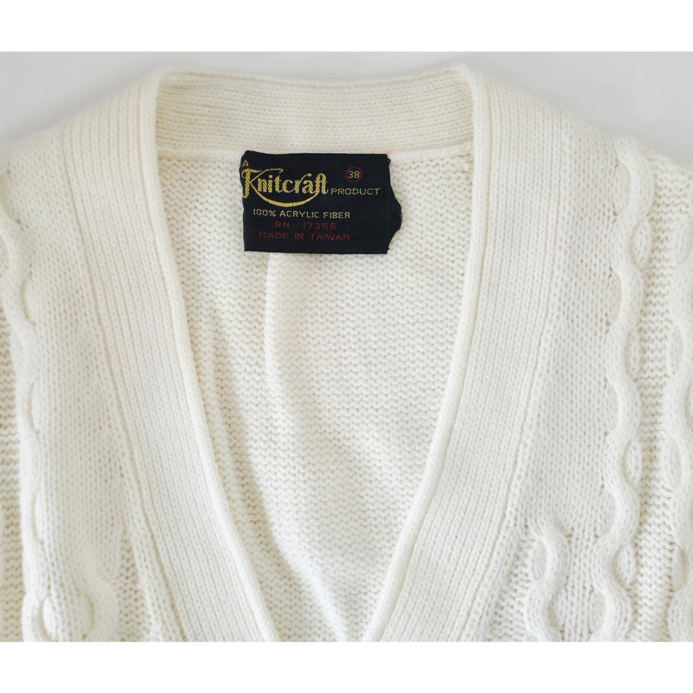 VINTAGE *NEW* 1970's Women's Cream Sweater Vest with Belt 100% Acrylic Size 38