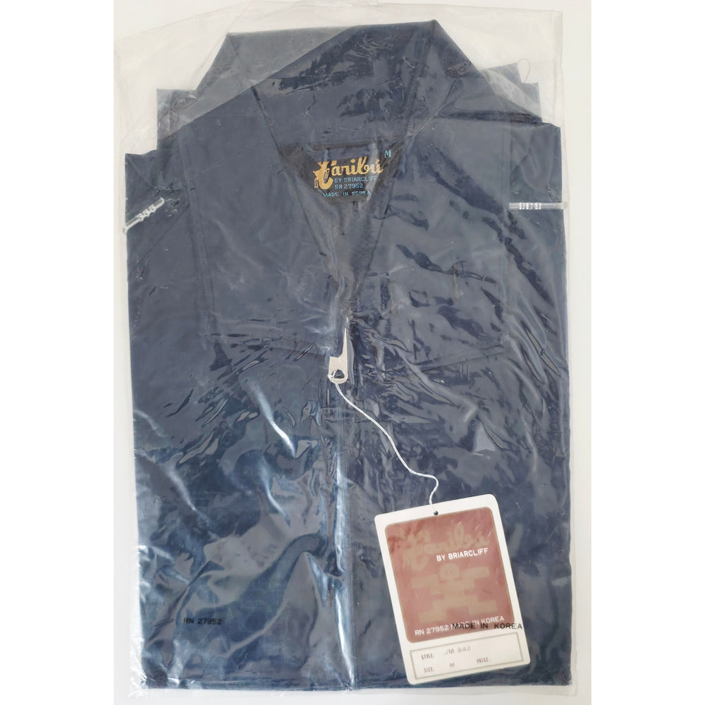 VINTAGE *NEW* 1970's Caribu Men's Navy Nylon All Weather Zip Hood Jacket Size M