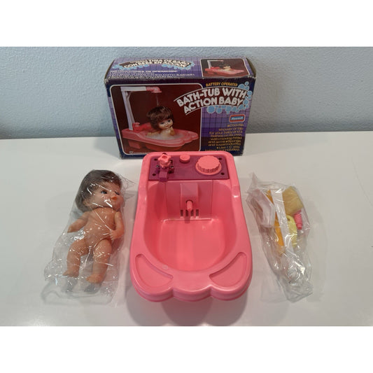 VINTAGE *NEW* 1970's Maxwell Doll Bath Tub with Action Baby Batt-Operated Toy