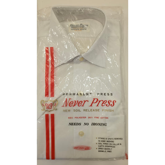 VINTAGE *NEW* 1960's Men's Never Press Collar Shirt Poly/Cotton Blend Size 14.5