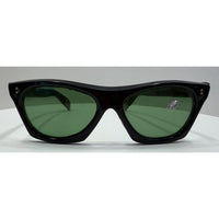 VINTAGE *NEW* 1960's Glam Unisex Sunglasses Black Frame/Green Lens ITALY