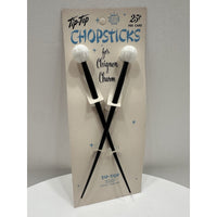 VINTAGE *NEW* 1970's Tip Top Hair Chignon Charm ChopSticks Black/White