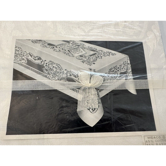 VINTAGE *NEW* Hidaco 58"X98" Damask Tablecloth 15 Napkin Set Movie Prop